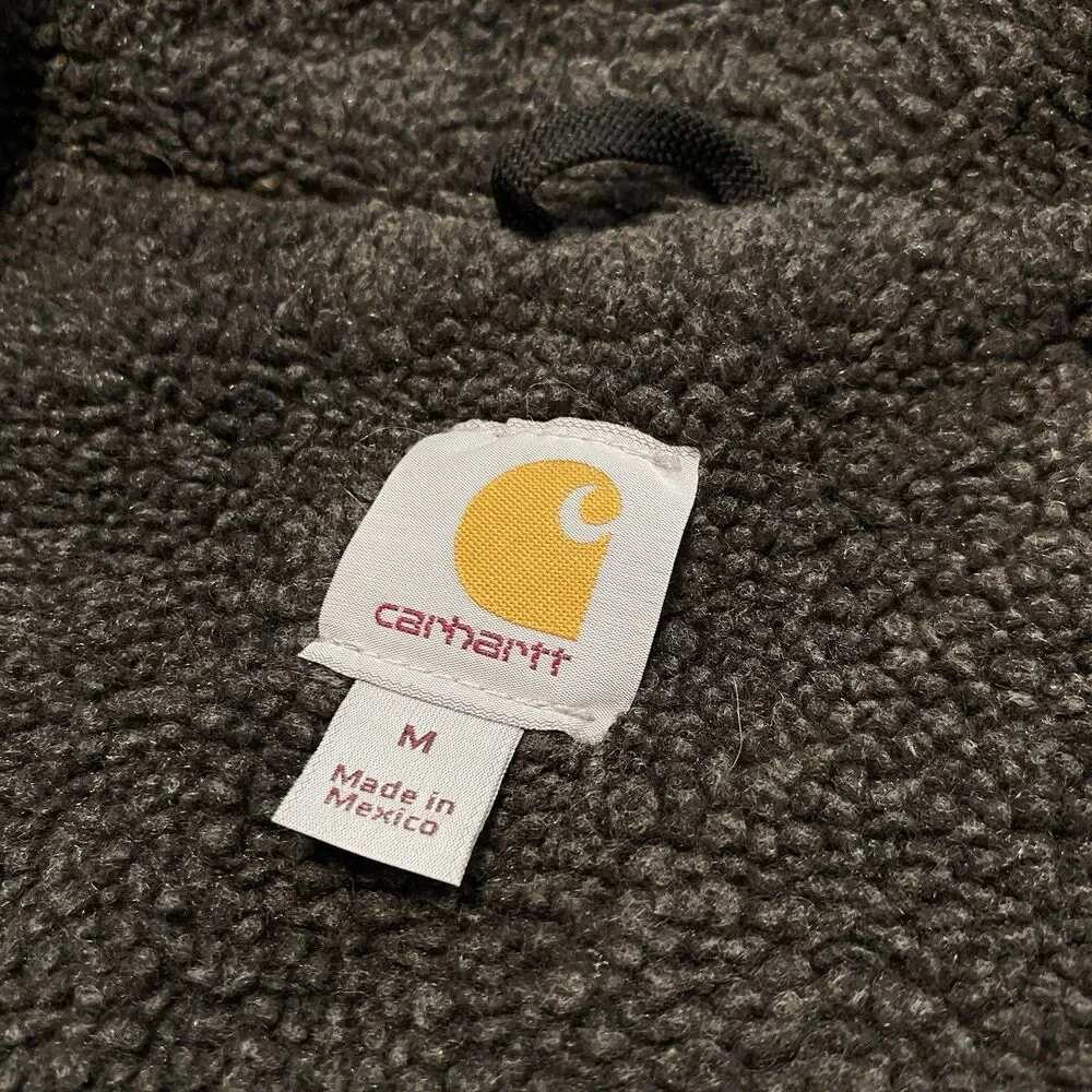 Vintage Carhartt Vest Mens Canvas Sherpa Lined Zip Solid Retro Y2K V33 211 Tan M - Picture 7 of 9